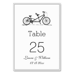 Cartões Números de Tabela de Casamento de Bike Tan