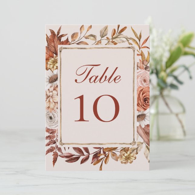 Cartões Números De Tabela De Casamento Floral Terr (Em pé/Frente)