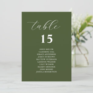 Cartões para Assentos de Casamento Verde Oleícola