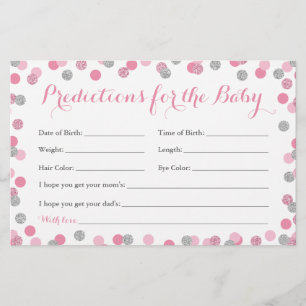 Cartões para bebê, cor-de-rosa e prateado