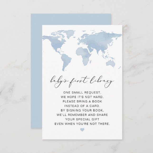 Cartões para bebês - Mapa mundial de livros para a (Frente/Verso)