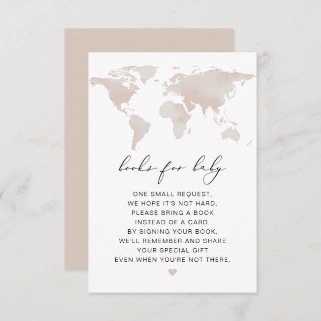 Cartões para bebês - Mapa mundial de livros para a (Frente/Verso)