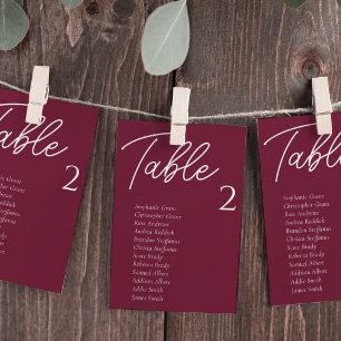 Cartões para Mesa de Casamento Burgundy