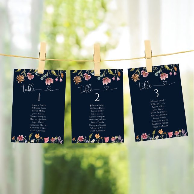 Cartões para Mesa de Casamento de Flores Selvagens (Criador carregado)