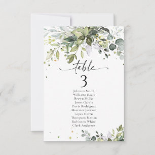 Cartões para Mesa de Casamento Verde