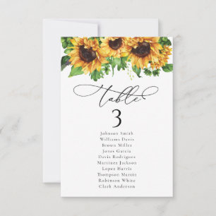 Cartões para Mesa de Sunflower