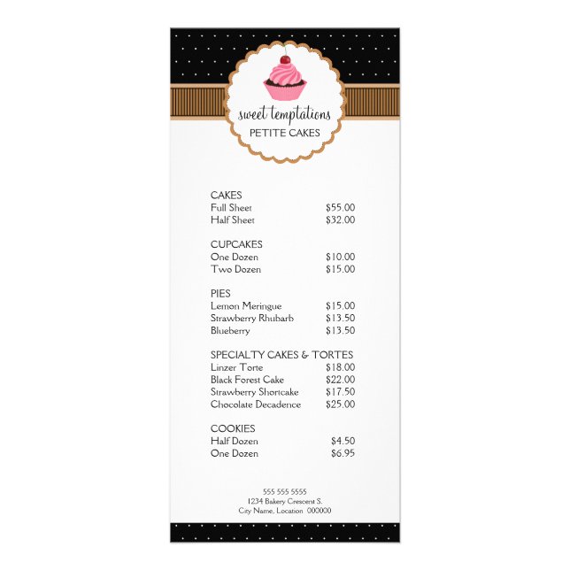 Cartões para rack com Cupcake de panificação (Frente)