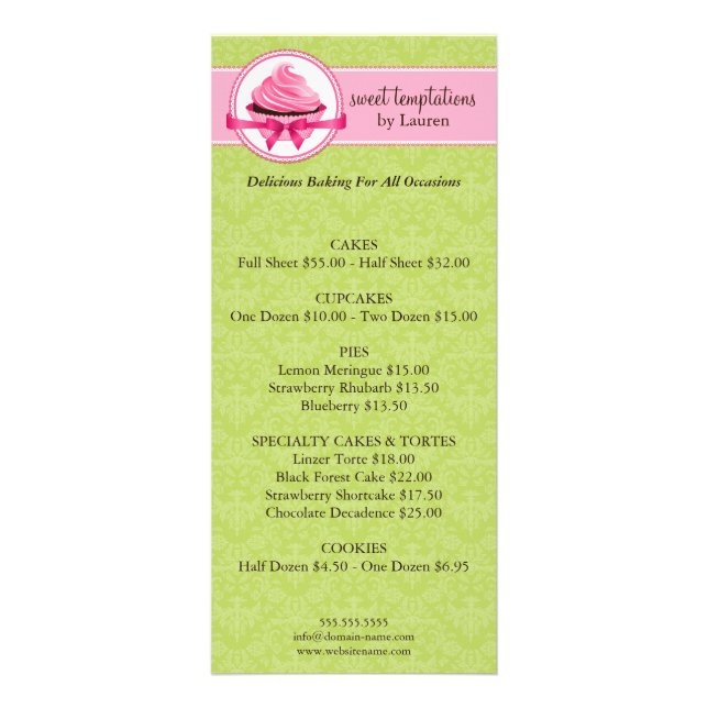 Cartões para rack para empresas de padaria (Frente)