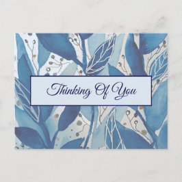 Cartões Pensando em Você | Folhas Botânicas Azuis