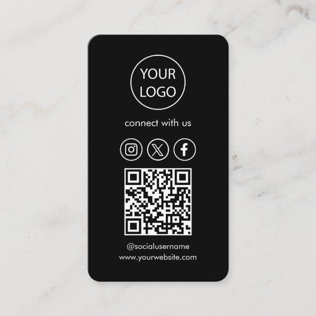 Cartões personalizados, código QR de mídia social  (Frente)