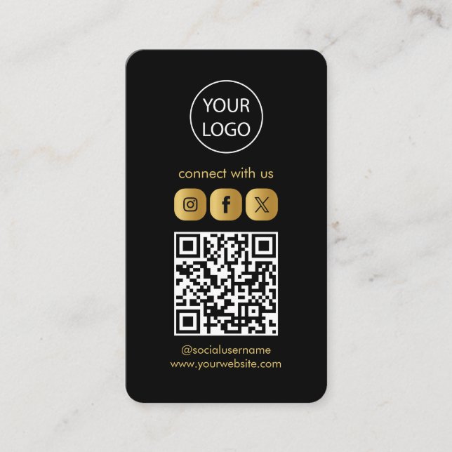 Cartões personalizados, código QR de mídia social  (Frente)
