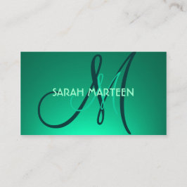 Cartões personalizados de monograma simples e verd