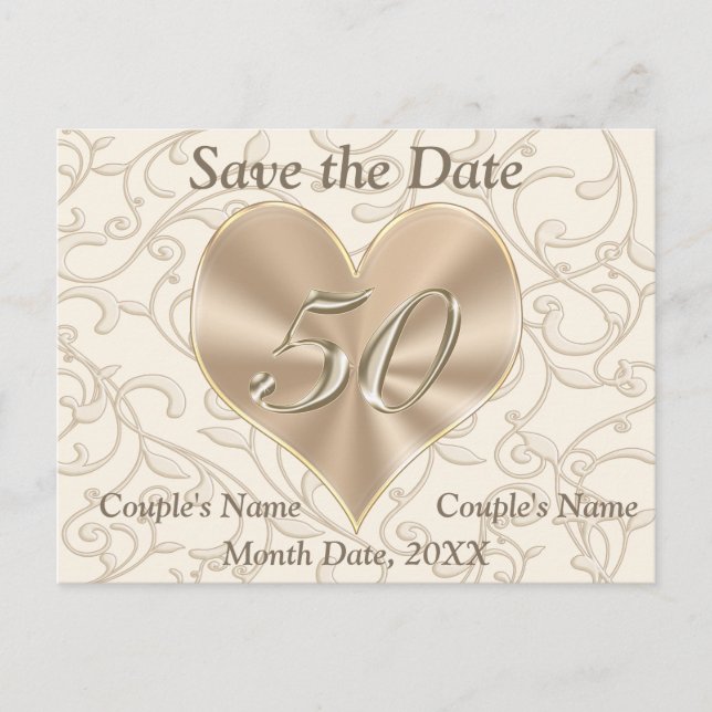 Cartões Personalizados de Save the Date para o 50º (Frente)