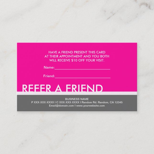 Cartões personalizados simples cinza rosa para ind (Frente)