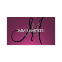 Cartões personalizados simples de monograma roxo