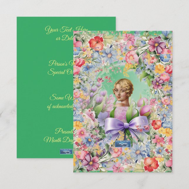 Cartões Planos 1 L-Verde(CameoGarden)RFPMDesigns20 (Frente/Verso)