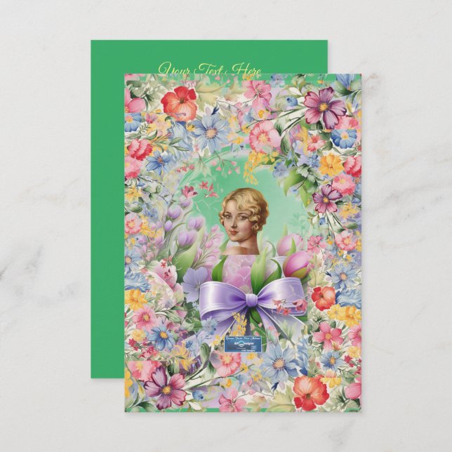 Cartões Planos 1 L-Verde(CameoGarden)RFPMDesigns️2 (Frente/Verso)