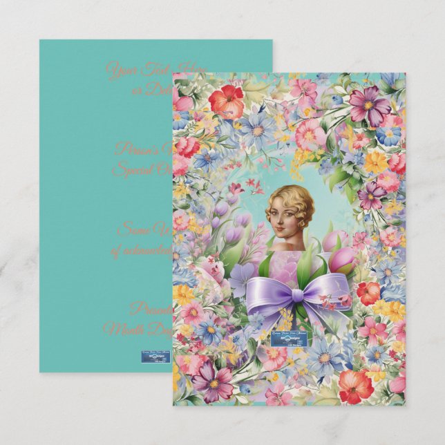 Cartões Planos 1 Turquesa(Cameo Garden)RFPMDesigns (Frente/Verso)