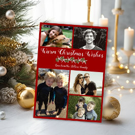 Cartões Planos de Natal com Colagem de Fotos e Est