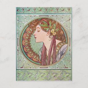 Cartões postais Alphonse Mucha Laurel Art Nouveau
