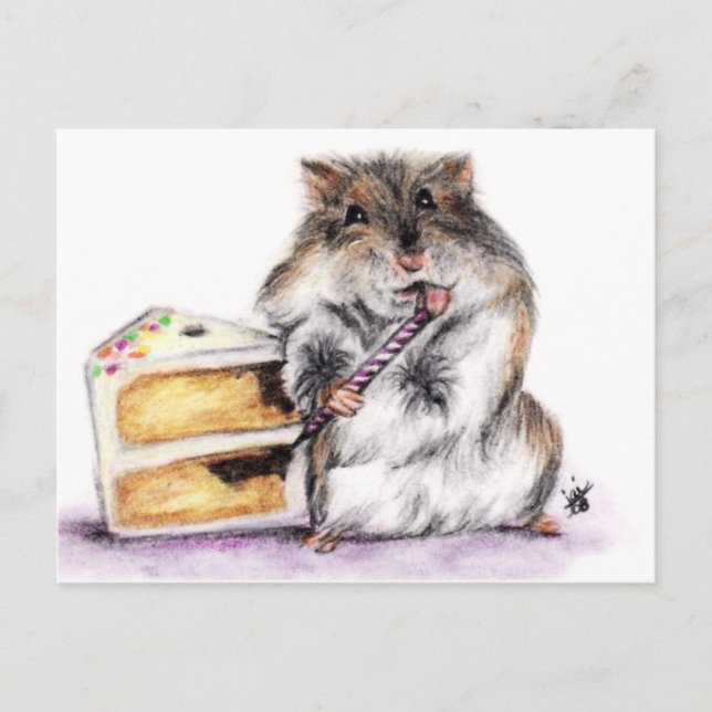 Cartões Postais Aniversário (Hamster) Simples (Frente)