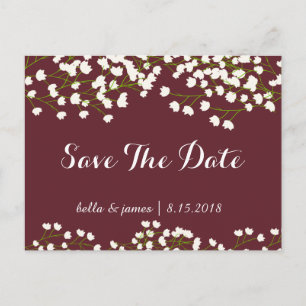 Cartões Postais Burgundy Baby's Breath Save The Da