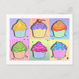 Cartões postais - Cupcakes de arte Pop
