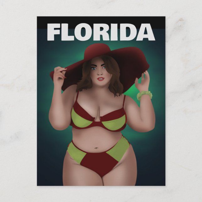 CARTÕES POSTAIS DA GAROTA BIKINI DA FLORIDA CURVY  (Frente)