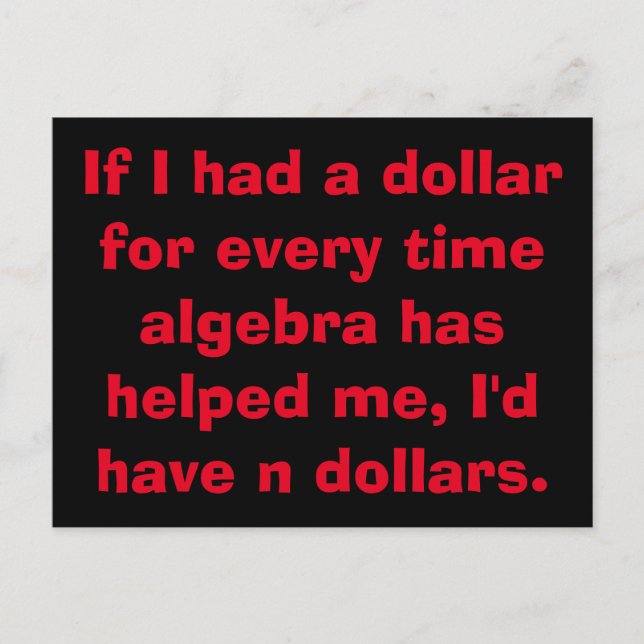 Cartões postais de álgebra matemática (Frente)