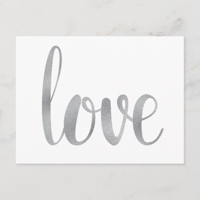 Cartões postais de amor prateado, fonte de folha (Frente)