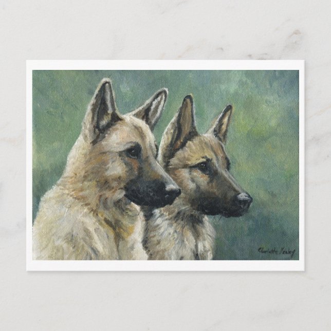 Cartões postais de arte de German shepherd "Duplo  (Frente)