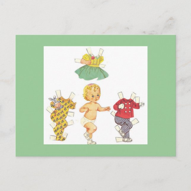 Cartões postais de boneca de papel para bebês (Frente)