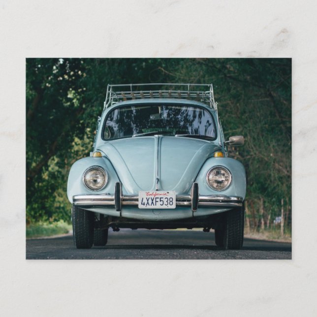 Cartões postais de carro vintage AZUL (Frente)