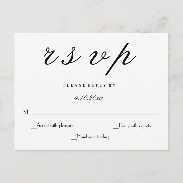 Cartões postais de casamento elegantes do script m (Frente)