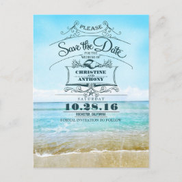 Cartões postais de casamento na praia retrô para s