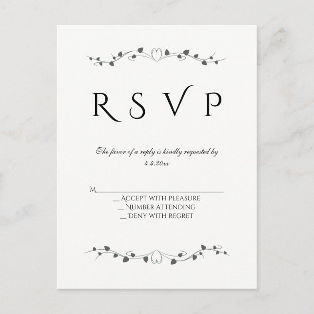 Cartões postais de casamento Rsvp (Frente)