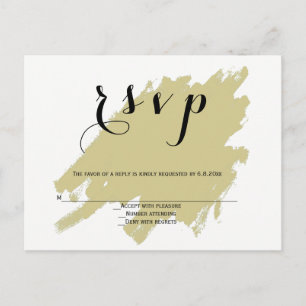 Cartões postais de casamento rsvp de tinta de ouro