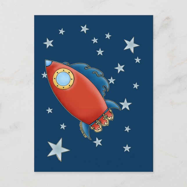 Cartões postais de chaminé vermelho e estrelas (Frente)