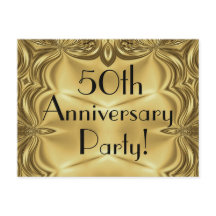 Cartões postais de convite para 50 anos Dourados E
