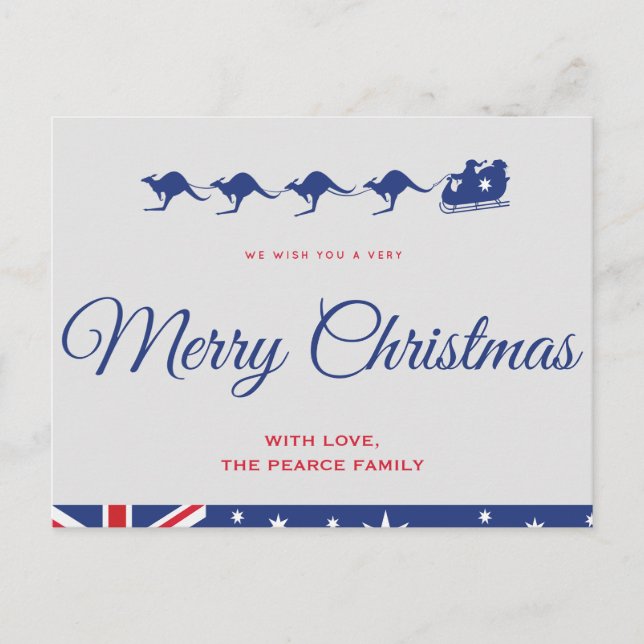 Cartões postais de natal australiano Flag Kangaroo (Frente)