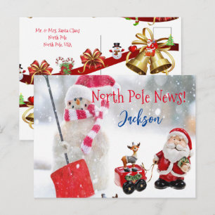 Cartões postais de Natal do Polo Norte Snowman