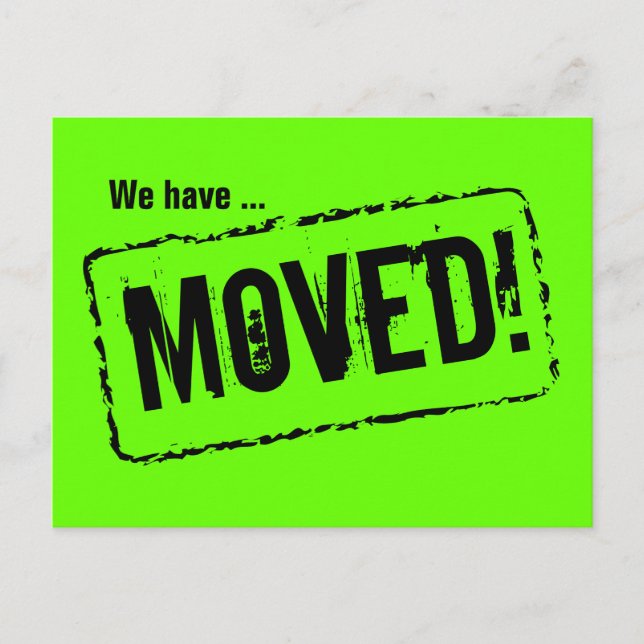 Cartões postais de néon verde para mudança de ende (Frente)