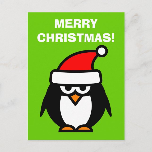 Cartões postais de Pinguim Feliz de Natal (Frente)