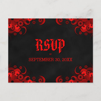 Cartões postais de resposta RSVP Floral Vermelho P