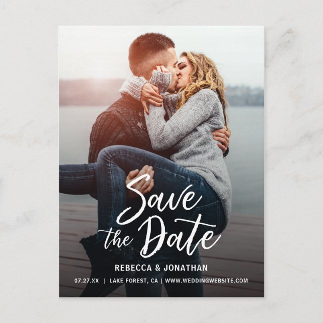 Cartões Postais de Save the Date de Fotos de Casam (Frente)