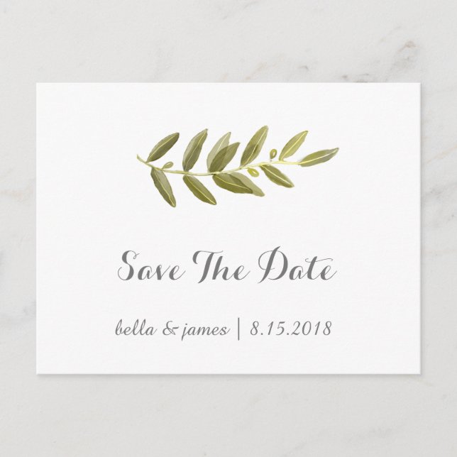 Cartões Postais de Save The Date de Galho de Olive (Frente)