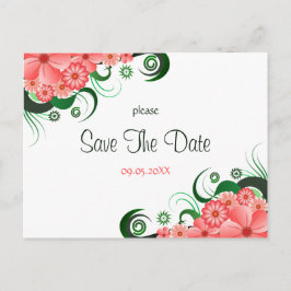 Cartões Postais de Save The Date de Hibisco Rosa F