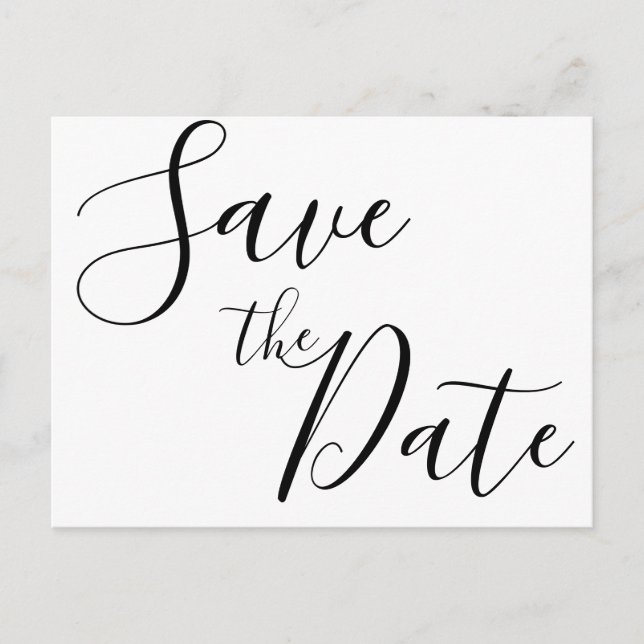 Cartões Postais de Save The Date de Letra Simples (Frente)