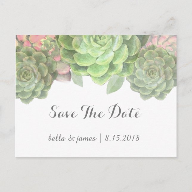 Cartões Postais de Save The Date de Suculentas Ver (Frente)