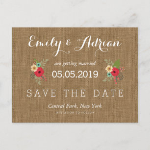 Cartões Postais de Save the Date Florais em Lona R
